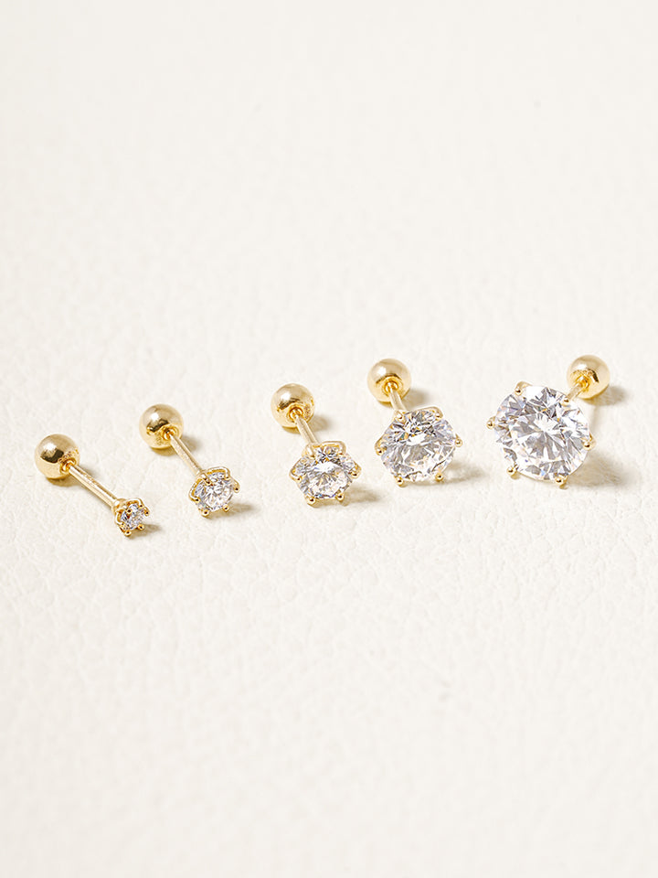 14K Solid Gold Lab Diamond Shine Classic Cartilage Earring 20G