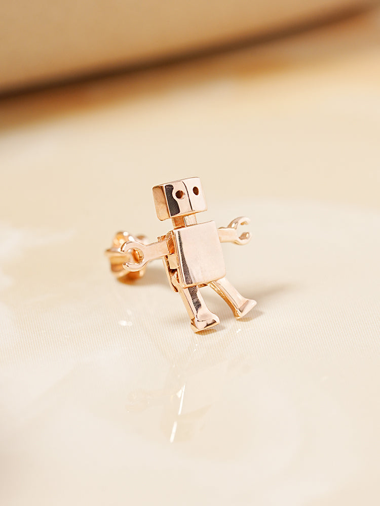 14K Gold Little Joint Robot Cartilage Earring 18G16G