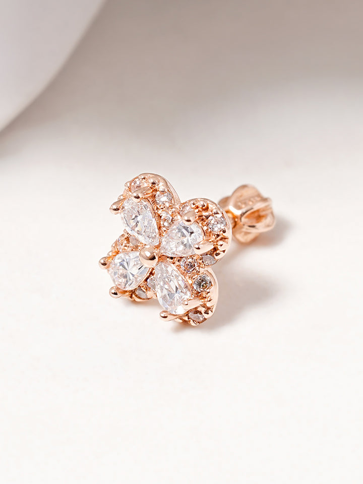 14K Gold Lucky Clover Cartilage Earring 18G16G