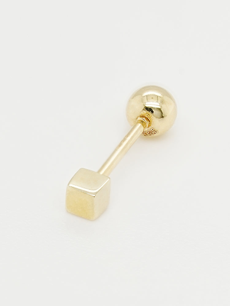14K Solid Gold Micro Cube Box Cartilage Earring 20G