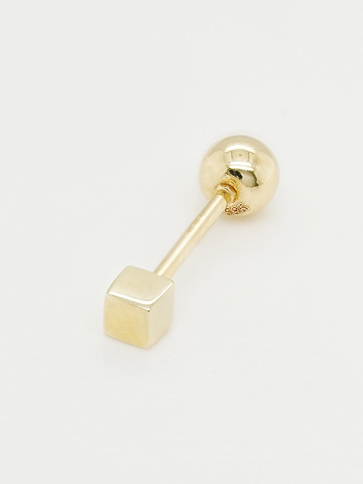 14K Solid Gold Micro Cube Box Cartilage Earring 20G
