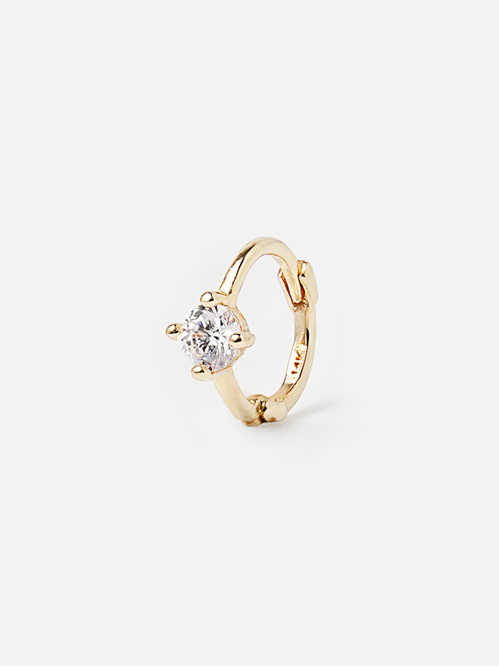 14K Solid Gold Mini Point Cubic Cartilage Hoop Earring