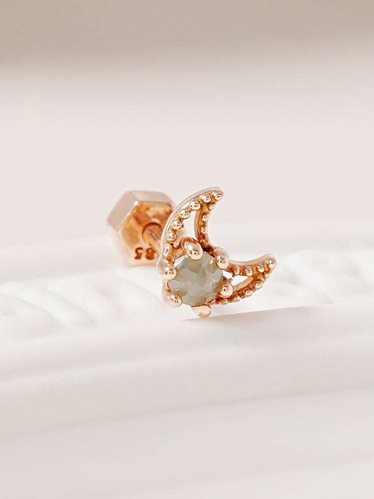 14K Gold Moon Rough Cartilage Earring 18G