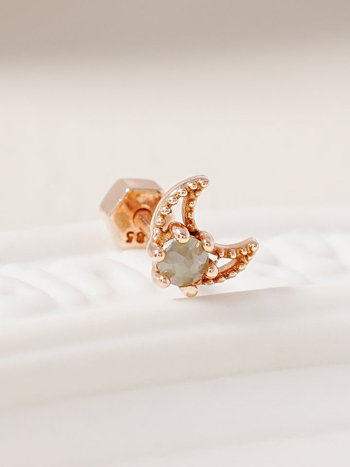 14K Gold Moon Rough Cartilage Earring 18G