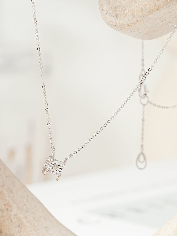 14K 18K Solid Gold Platinum Frame Diamond Necklace