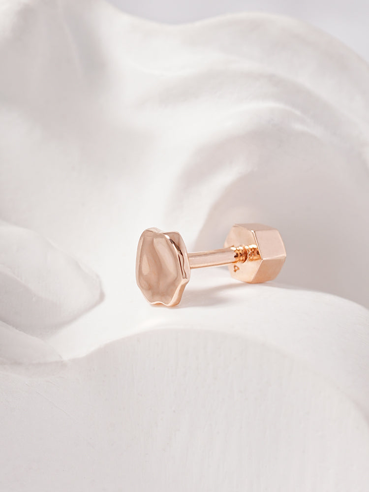 14K Gold Rough Disc Cartilage Earring 18G