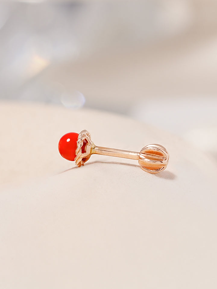 14K Solid Gold Ruby Ball Point Cartilage Earring 18G16G