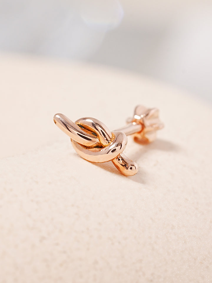 14K Solid Gold Simple Knot Point Cartilage Earring 18G16G
