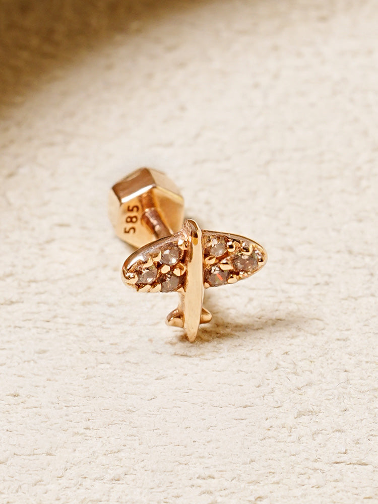 14K Gold Sky Glow Flying Cartilage Earring 18G