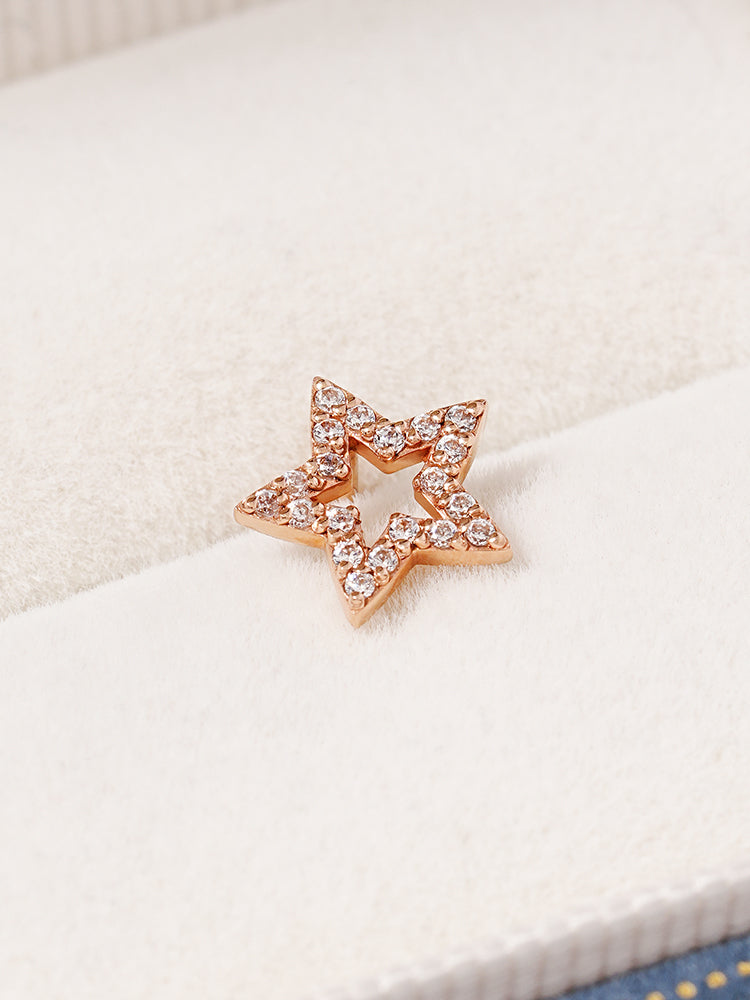 14K Gold Cubic Twinkle Star Cartilage Earring 18G16G