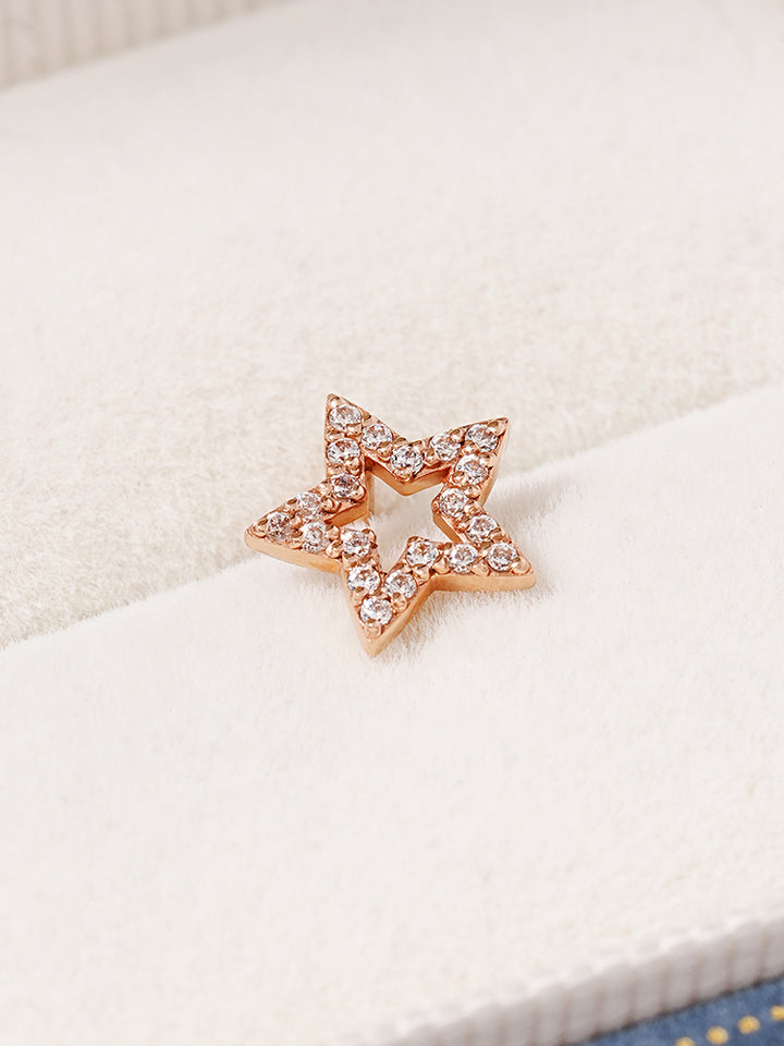 14K Gold Cubic Twinkle Star Cartilage Earring 18G16G