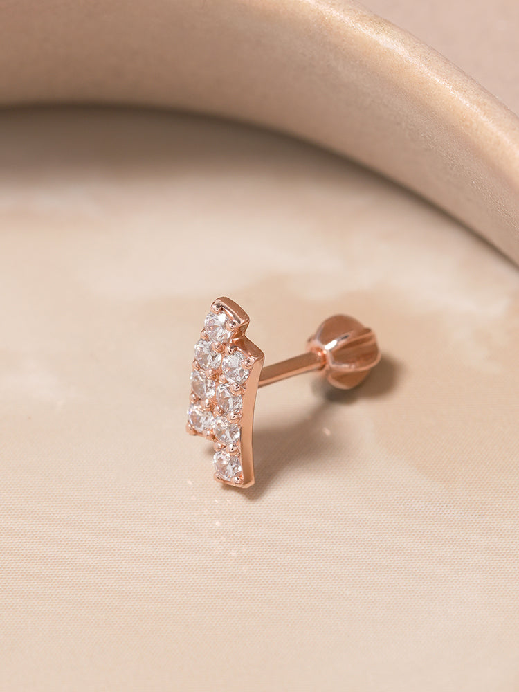 14K Gold Wave Line Cartilage Earring 18G16G