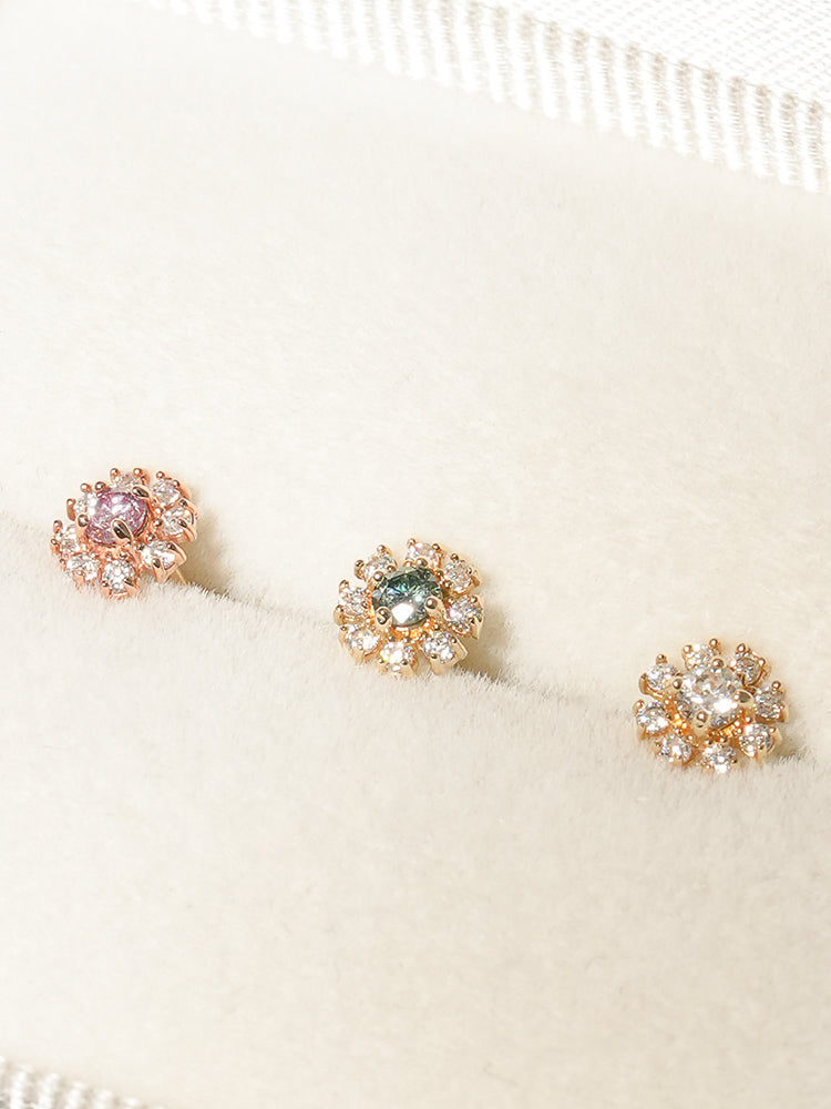 14K Solid Gold Moissanite Dia Daisy Cartilage Earring 20G18G16G