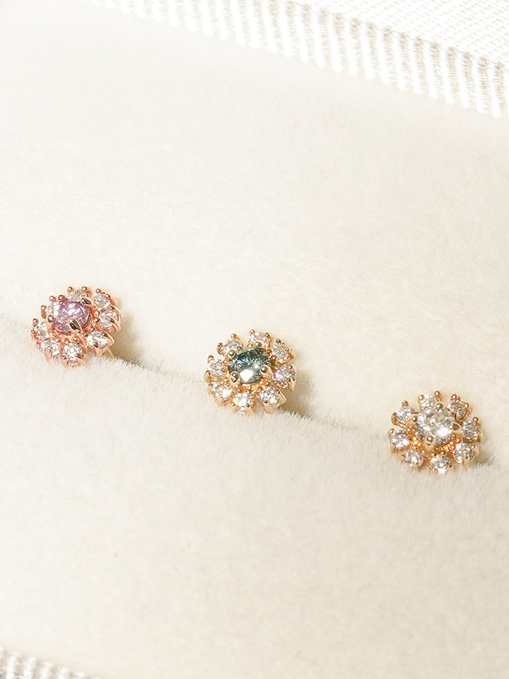 14K Solid Gold Moissanite Dia Daisy Cartilage Earring 20G18G16G