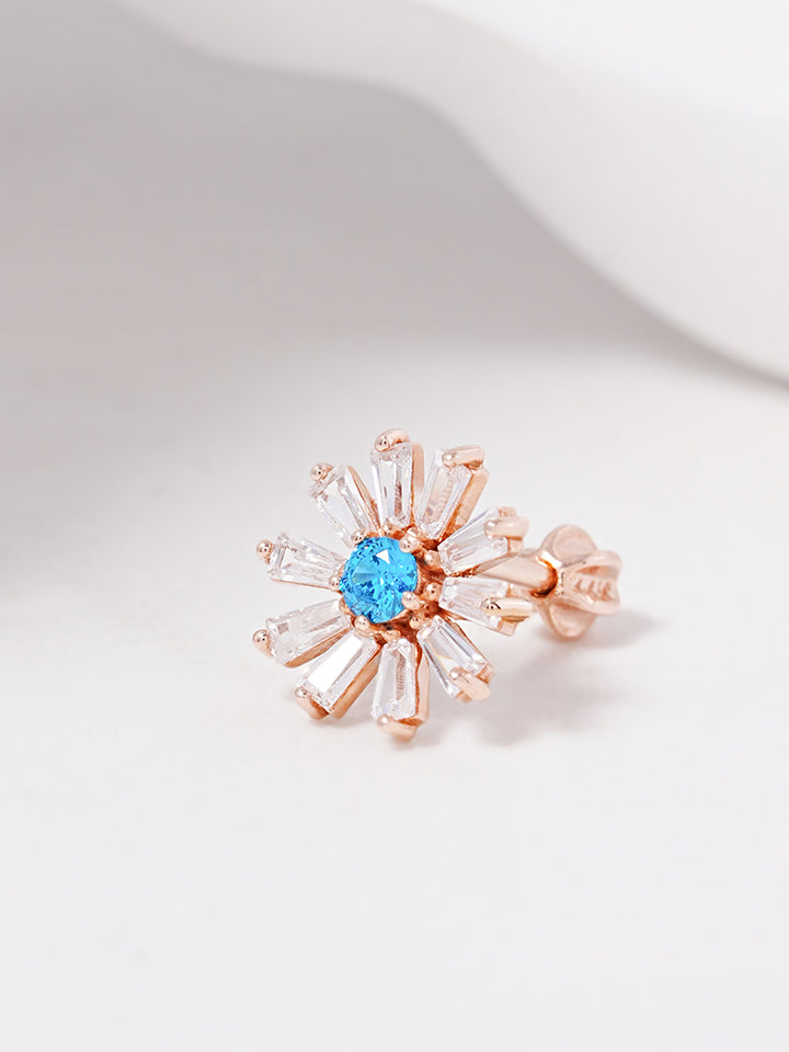 14K Gold Blue Sunshine Cartilage Earring 18G16G