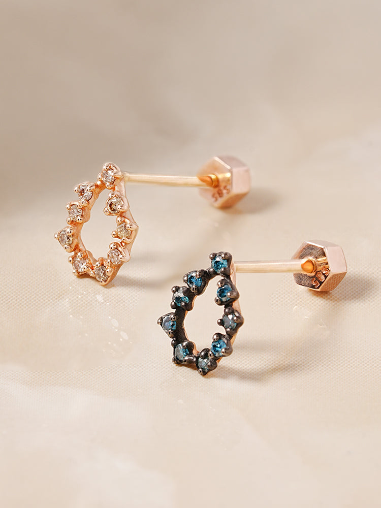 14K Solid Gold Circle of Star Cartilage Earring 18G