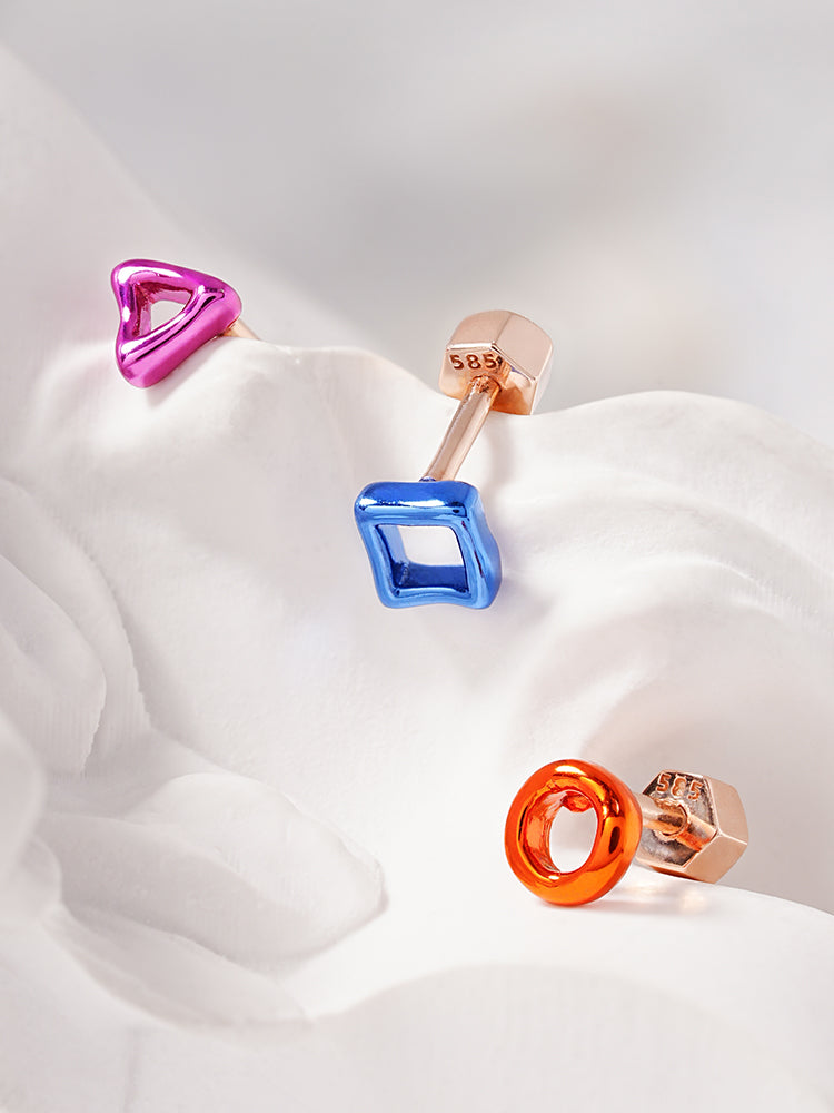 14K Gold Color Graphic Pop Shape Cartilage Earring 18G