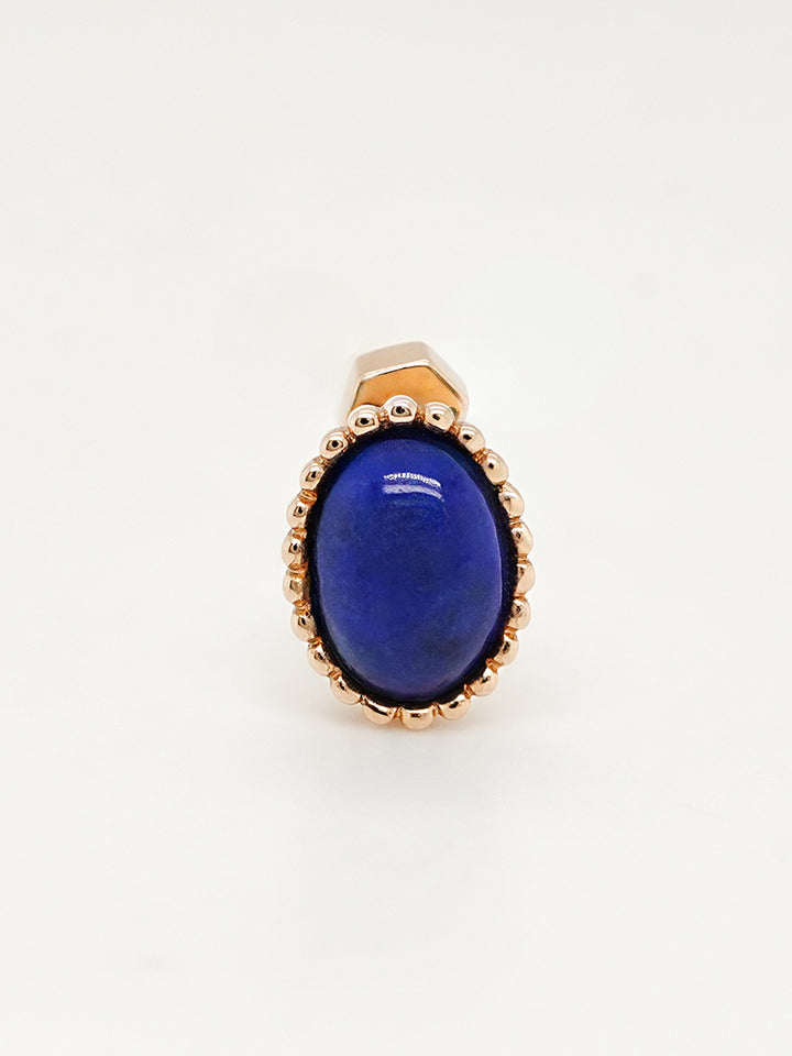 14K Gold Elegance Crown Lapis Lazuli Cartilage Earring 18G