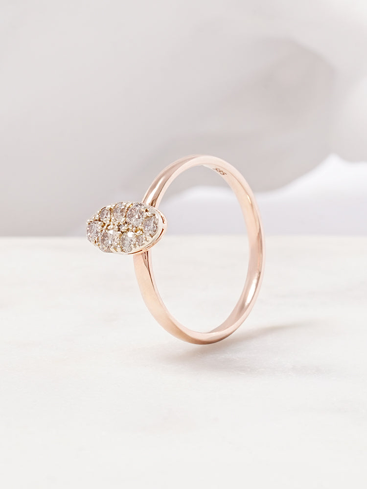 14K 18K Solid Gold Glitter Oval Diamond Ring