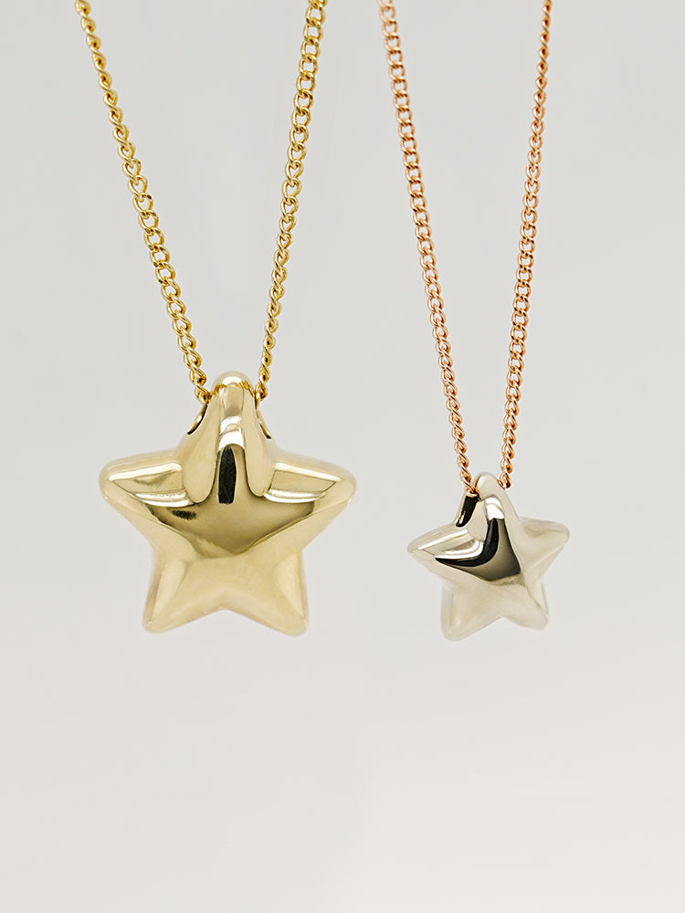14K Solid Gold Star Golden Layer Necklace