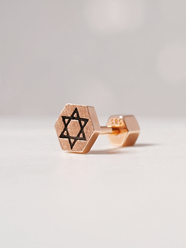 14K Gold Hexa Stella Symbol Cartilage Earring 18G