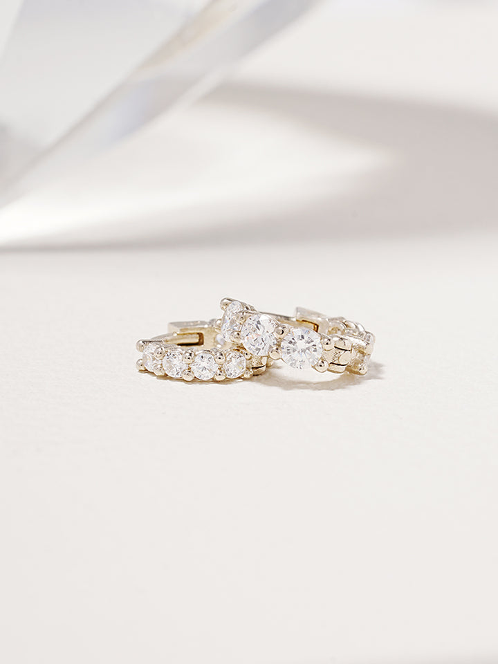 14K 18K Solid Gold Lab Diamond Eternity Tennis Cartilage Hoop Earring