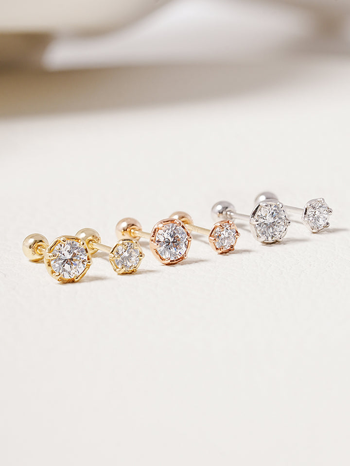 14K Solid Gold Lab Diamond Grace Cartilage Earring 20G18G16G