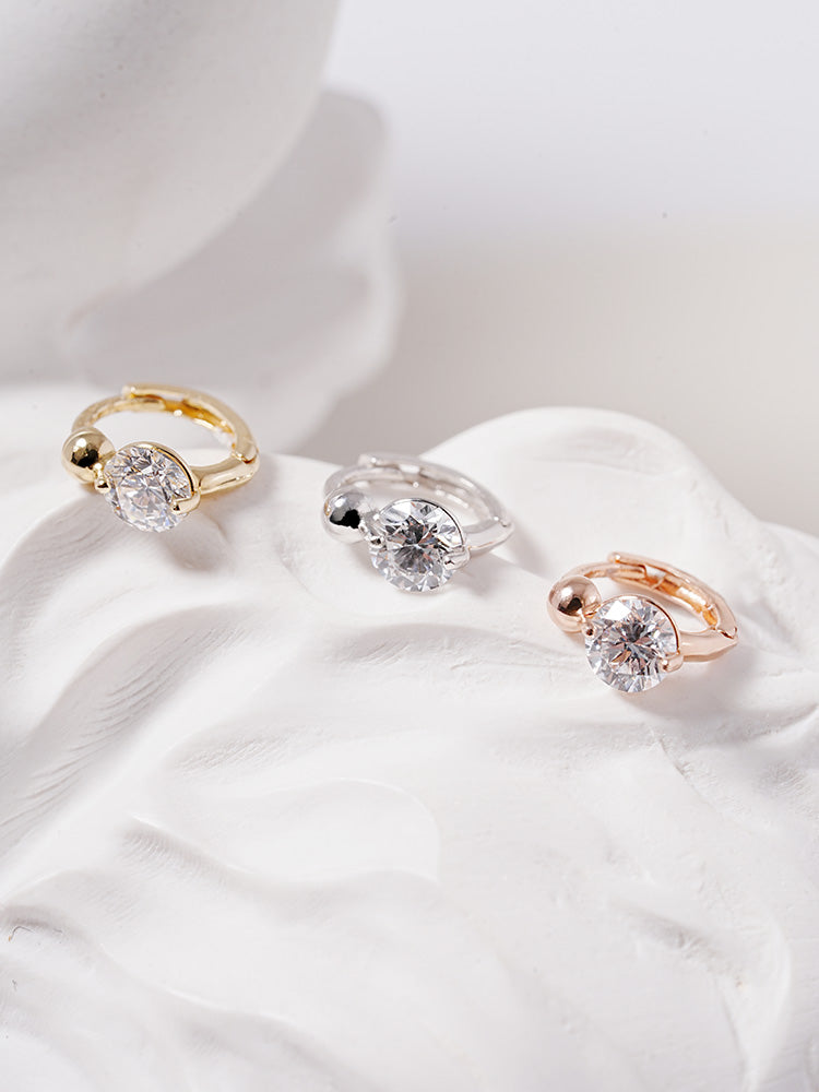 14K 18K Solid Gold Lab Diamond Mini Rediant Cartilage Hoop Earring