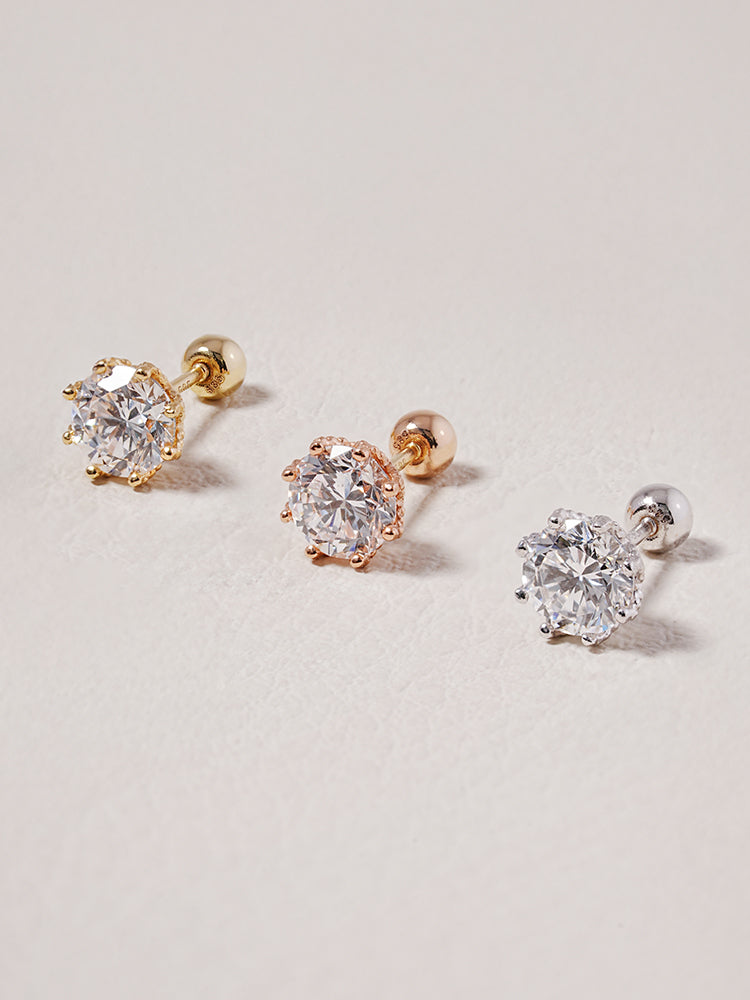 14K Solid Gold Lab Diamond Queen's Bloom Cartilage Earring 20G18G16G