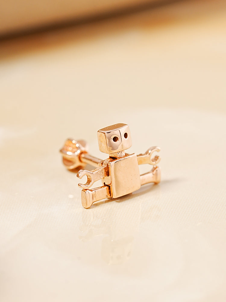 14K Gold Little Joint Robot Cartilage Earring 18G16G