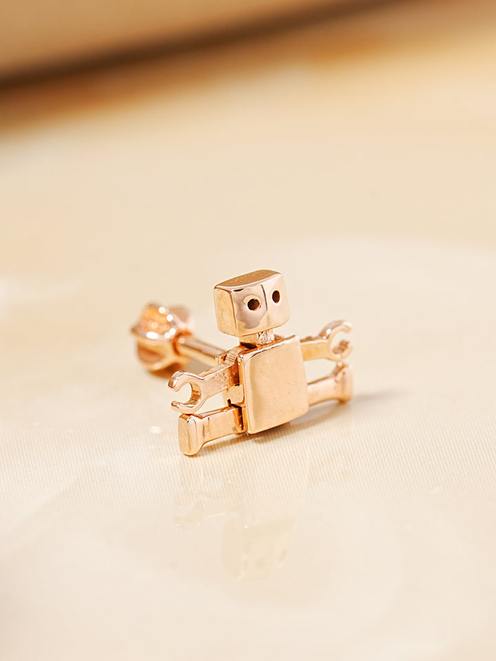 14K Gold Little Joint Robot Cartilage Earring 18G16G