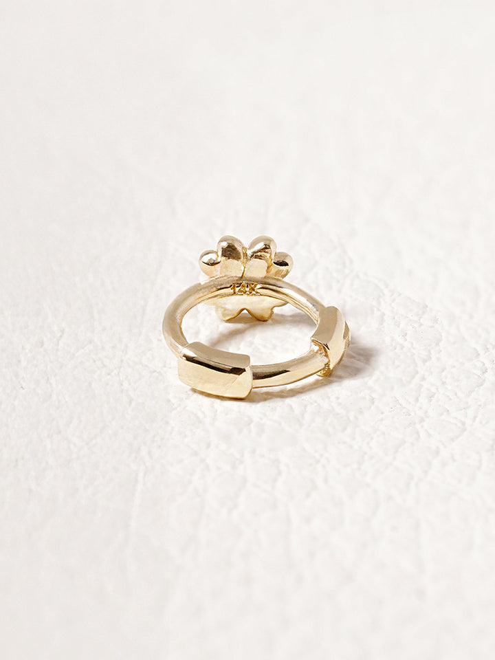 14K 18K Solid Gold Lucky Clover Mini Flower Cartilage Hoop Earring