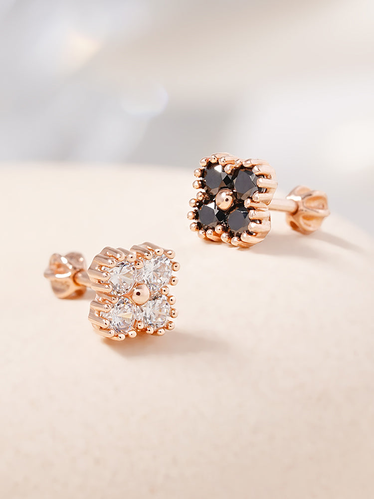 14K Solid Gold Midnight Clover Bloom Cartilage Earring 18G16G