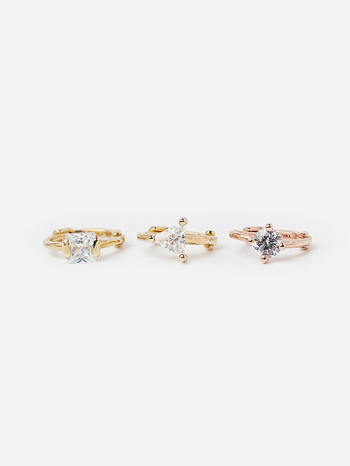 14K Solid Gold Mini Point Cubic Cartilage Hoop Earring