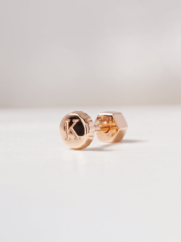 14K Gold My Letter Initial Cartilage Earring 18G