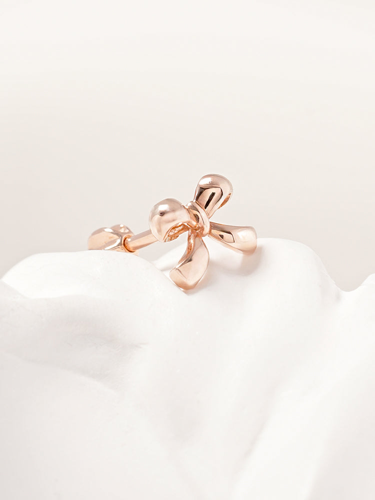 14K Solid Gold Ribbon Shape Cartilage Earring 18G16G