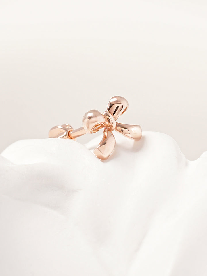 14K Solid Gold Ribbon Shape Cartilage Earring 18G16G