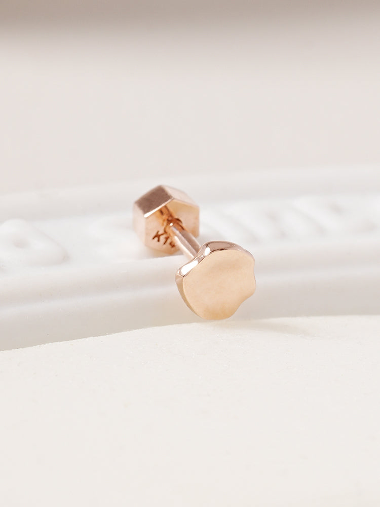 14K Gold Rough Disc Cartilage Earring 18G