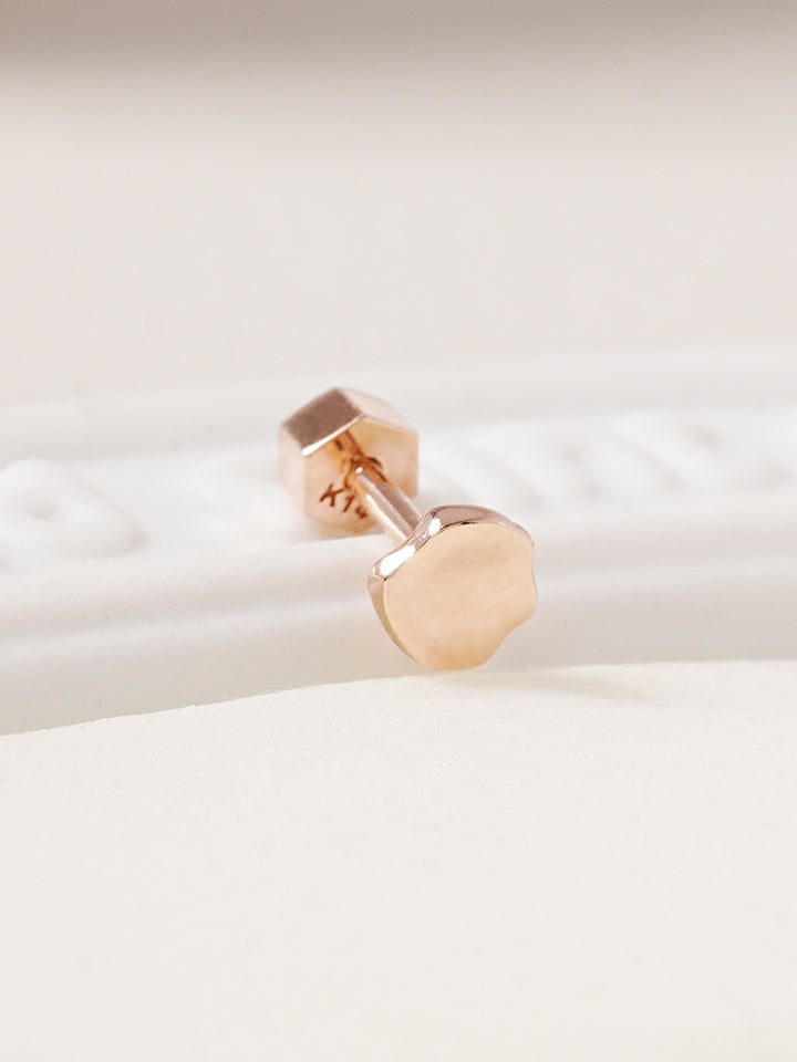 14K Gold Rough Disc Cartilage Earring 18G