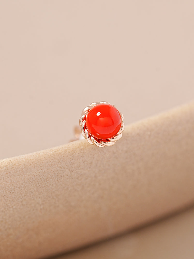 14K Solid Gold Ruby Ball Point Cartilage Earring 18G16G