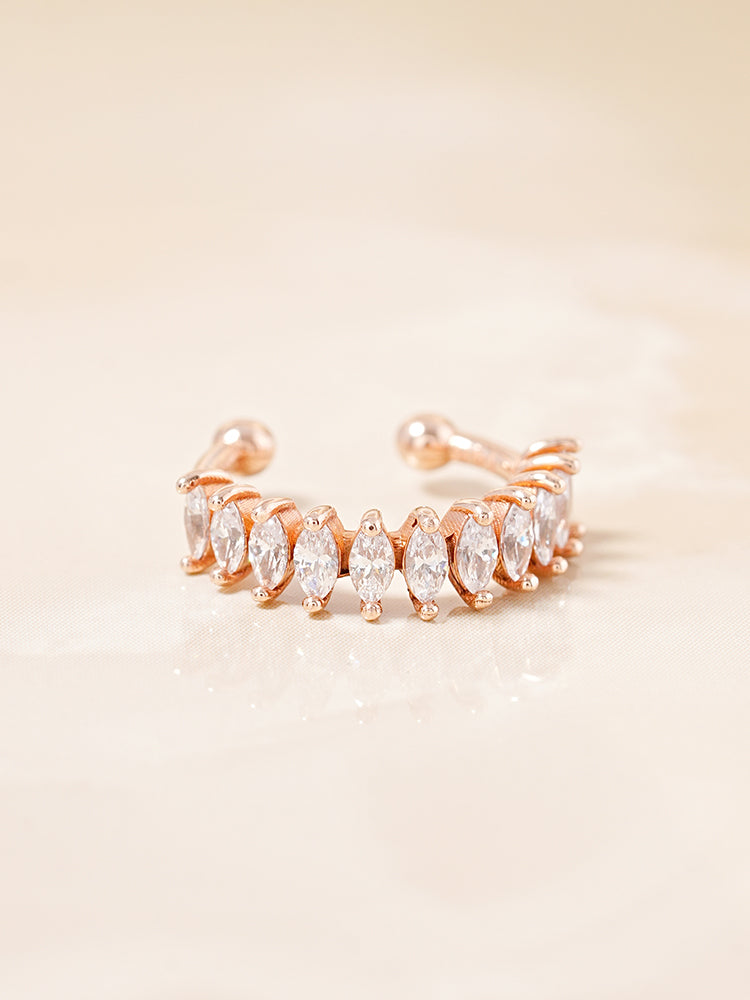 14K Solid Gold Shine Crystal Inner Conch Ear Cuff