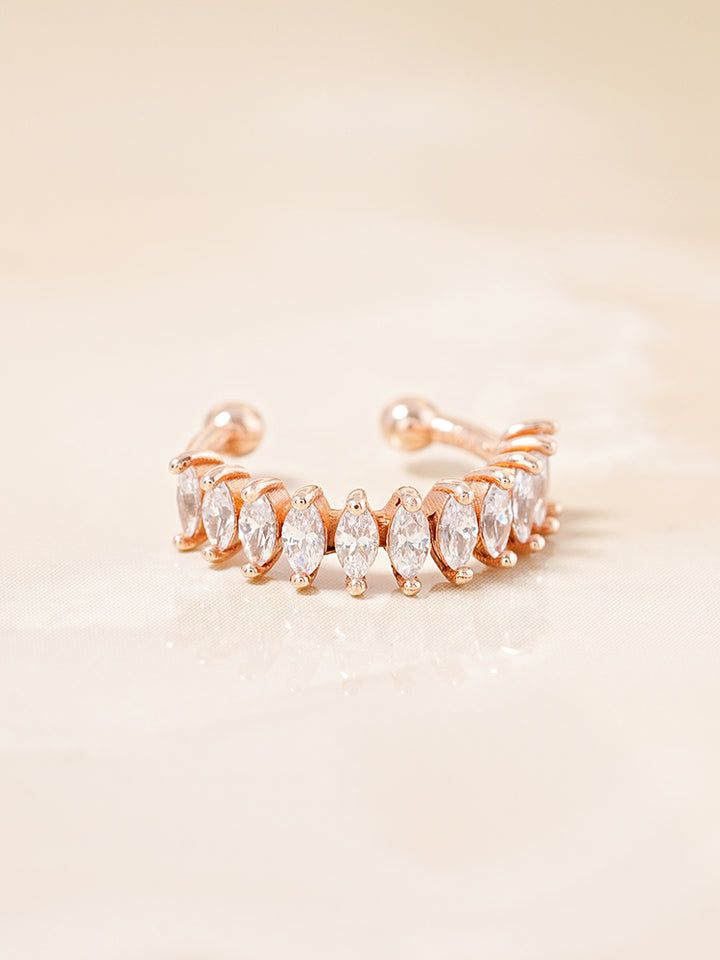 14K Solid Gold Shine Crystal Inner Conch Ear Cuff