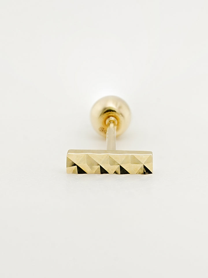 14K Solid Gold Shining Stick Bar Cartilage Earring 20G
