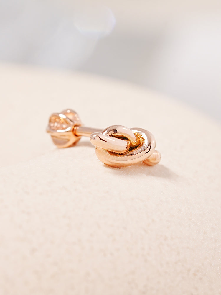 14K Solid Gold Simple Knot Point Cartilage Earring 18G16G