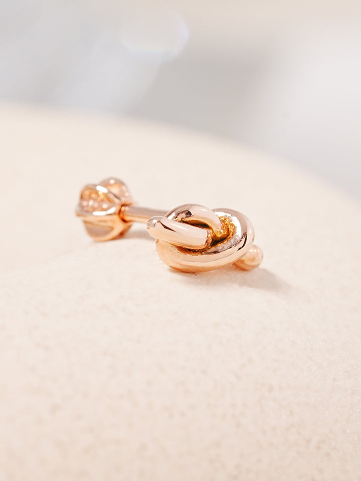 14K Solid Gold Simple Knot Point Cartilage Earring 18G16G