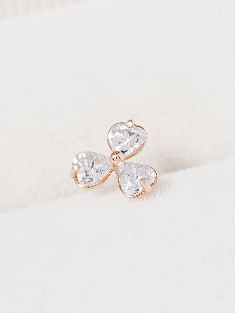 14K Gold Trio Clover Cartilage Earring 18G16G