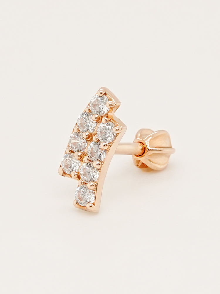 14K Gold Wave Line Cartilage Earring 18G16G