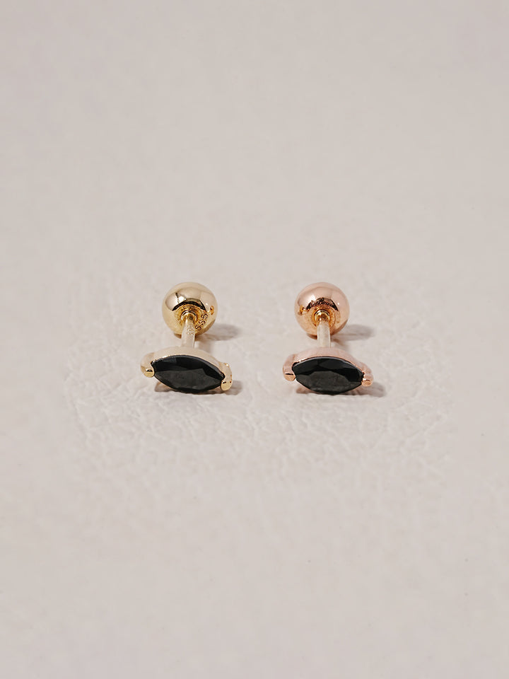 14K Solid Gold Black Boat Cubic Cartilage Earring 20G18G16G
