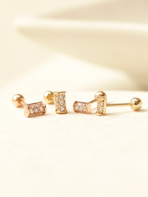 14K Gold Mini Hammer Cartilage Earring 20G18G16G