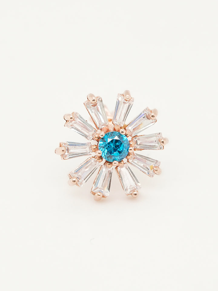 14K Gold Blue Sunshine Cartilage Earring 18G16G